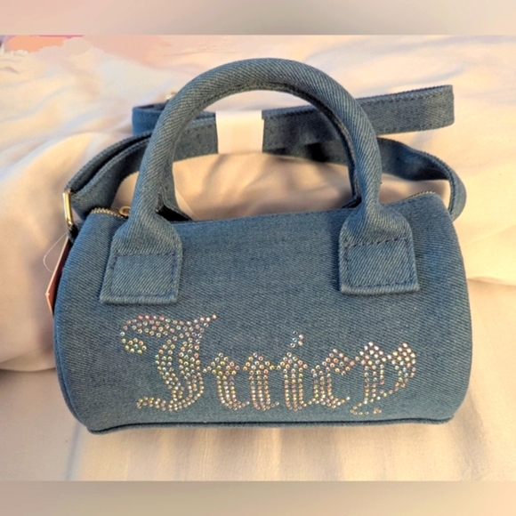NWT Juicy Kids/Teens/Girl Jean/Denim Crossbody/Satchel/Shoulder Barrel Bag/Purse - Picture 11 of 14